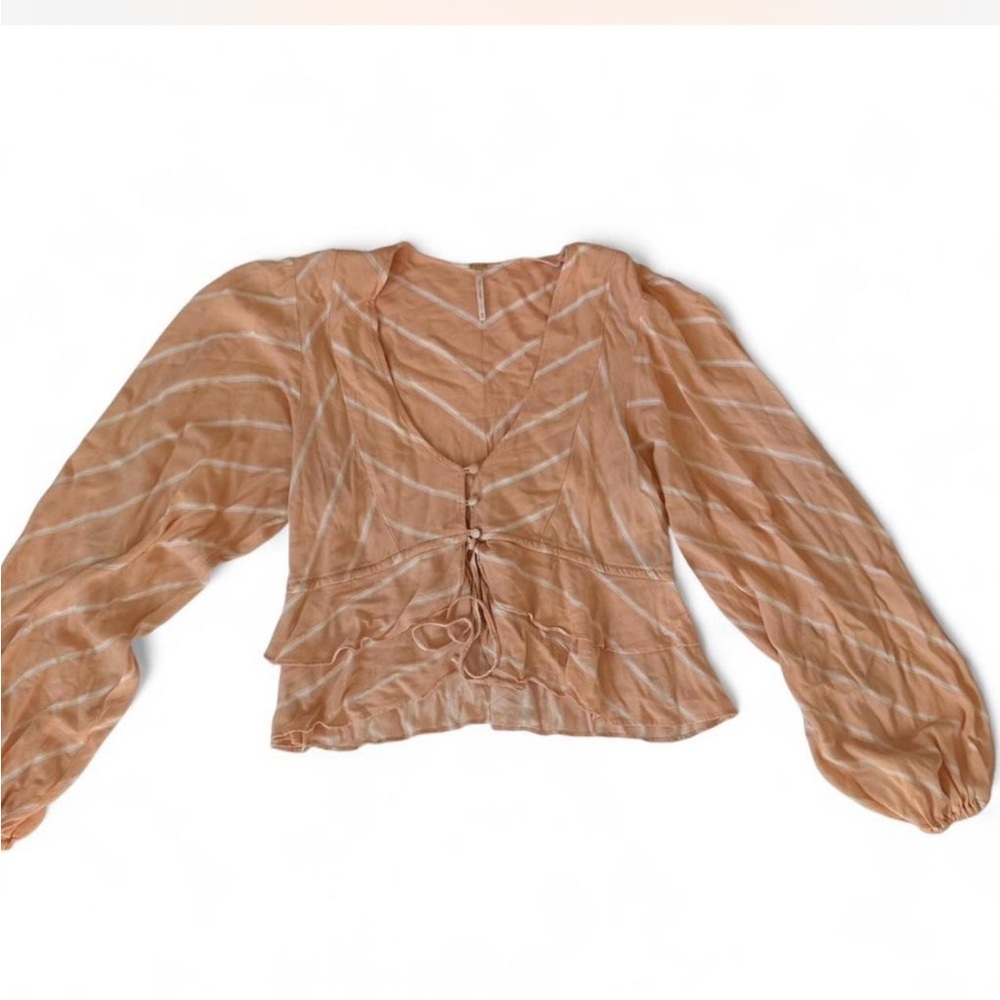 Free People Peach Ruffle Blouse - Picture 2 of 4
